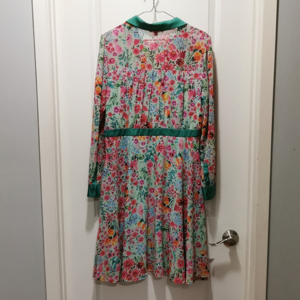Modcloth Vibrant Floral Midi Dress with Green Details - Picture 3 of 8